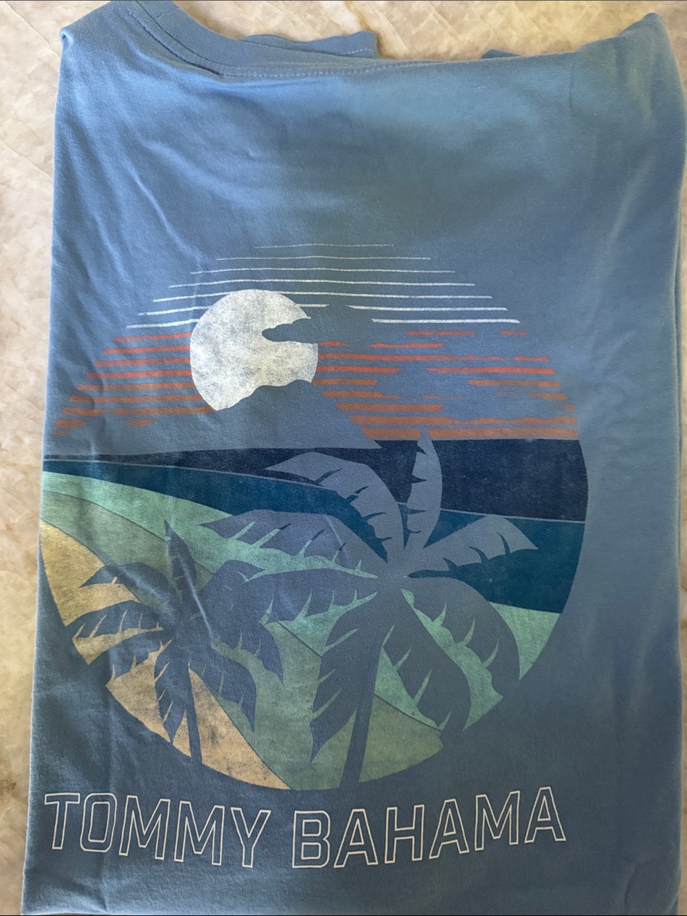 Tommy Bahama Blue Graphic Palm Sunset Tee
